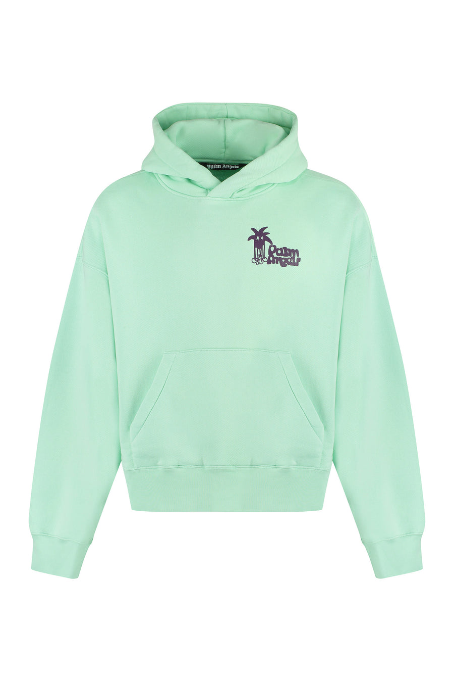 Cotton Hoodie With Maxi Print Green Jumpers