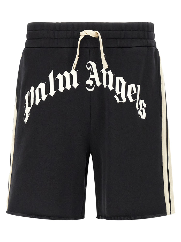 Curved Logo Track bermuda shorts Black Cotton Bermuda