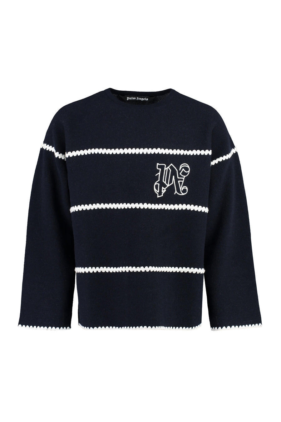Knit Wool Blend Pullover Blue Viscose Sweatshirts