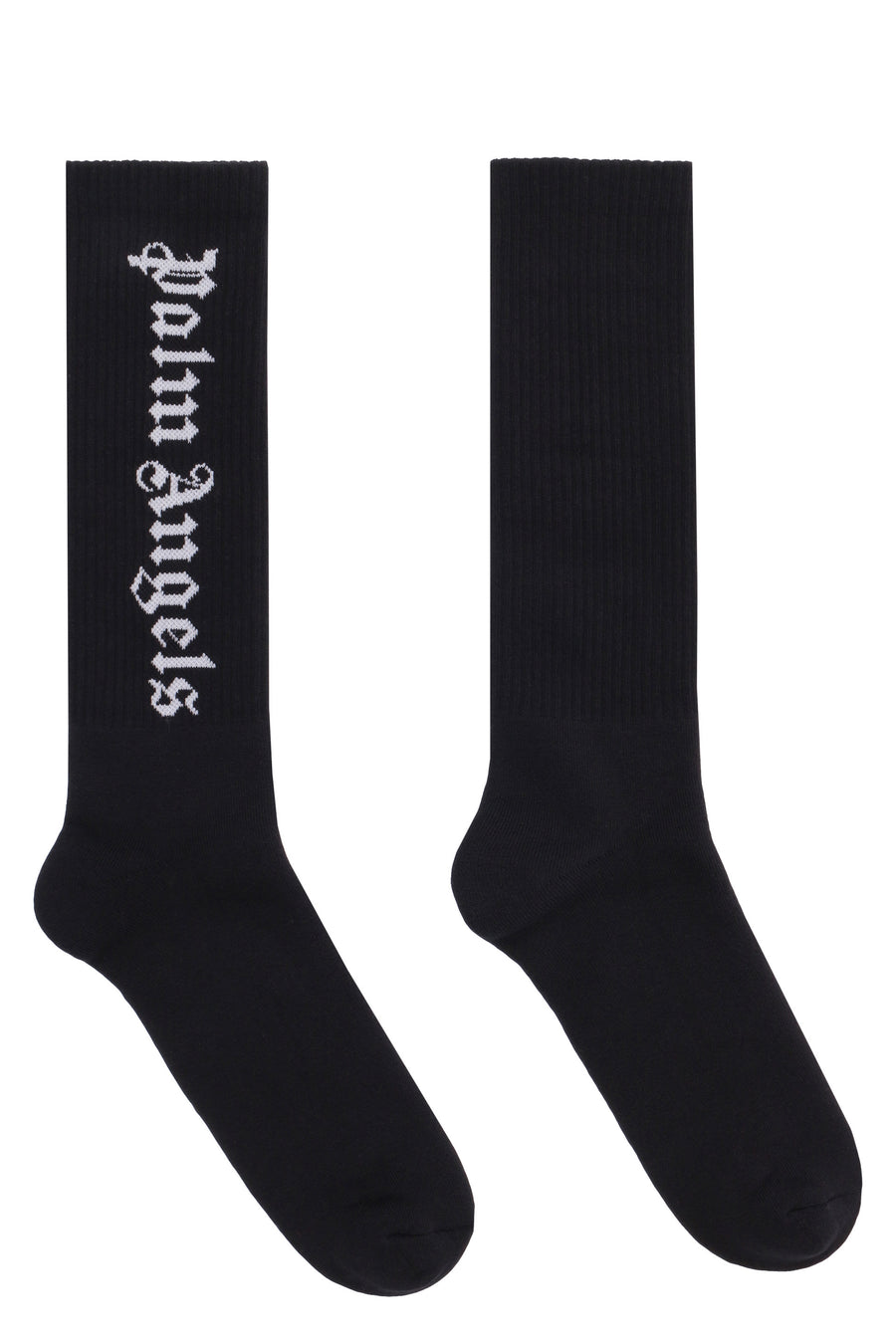 Contrasting Intarsia Cotton Socks Black