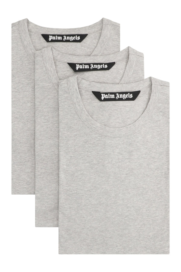 Set Of Three Cotton Crew Neck T-Shirts Grey
