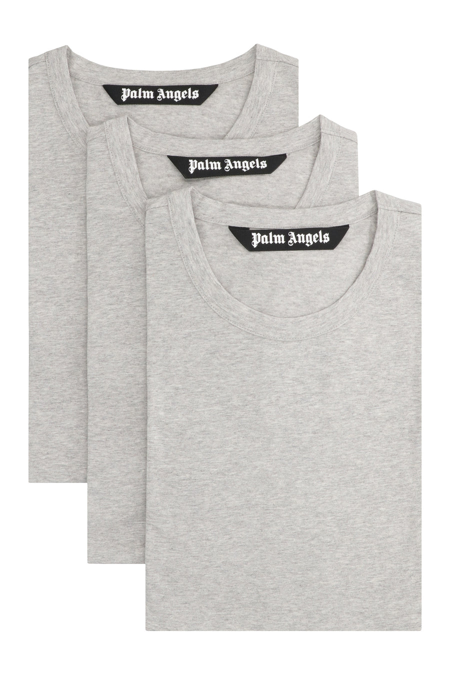 Set Of Three Cotton Crew Neck T-Shirts Grey