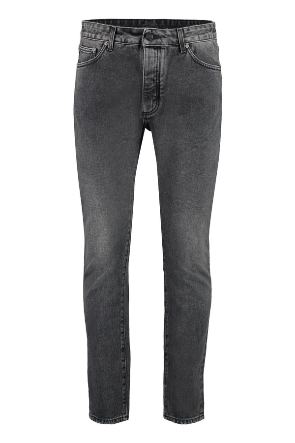 Straight-Leg Jeans With Maxi Logo Gray Cotton Regular &
