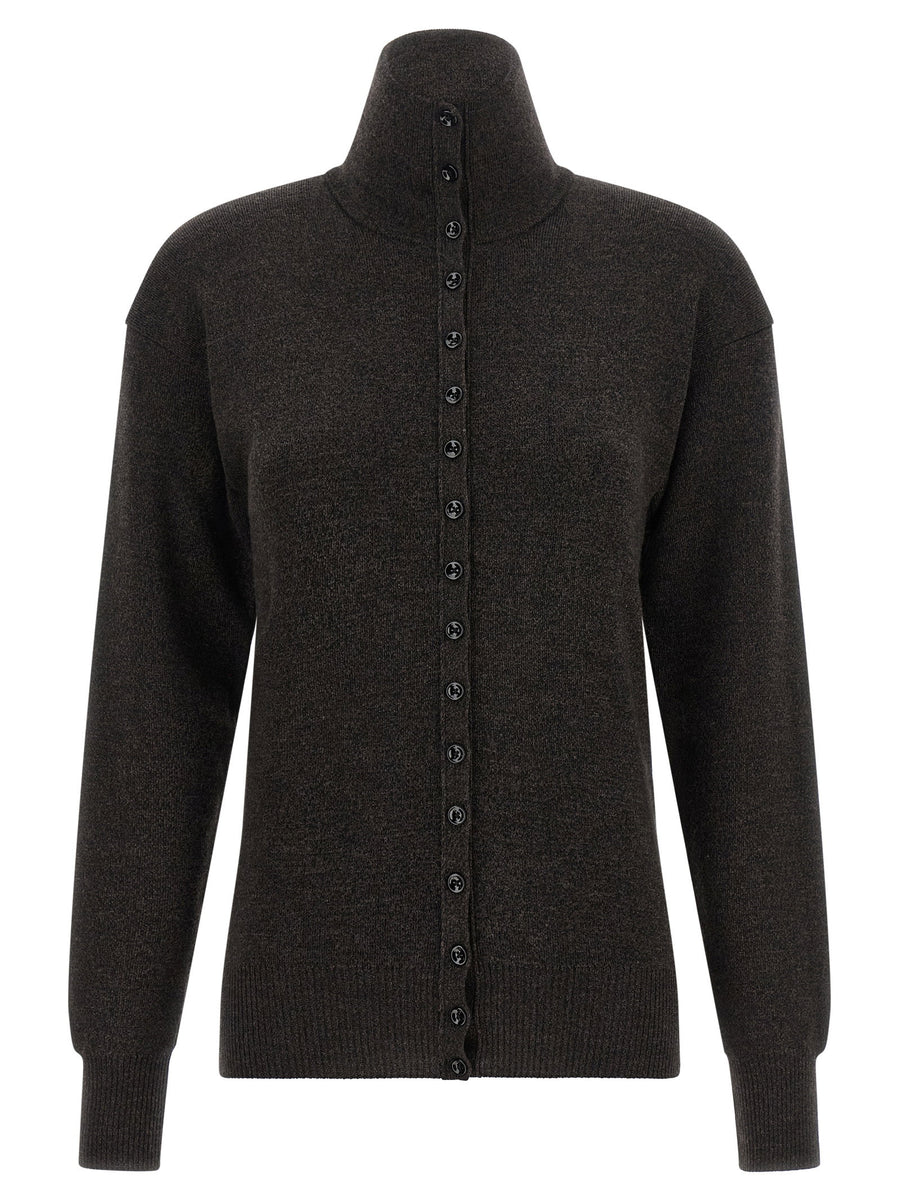 Lemaire Pure Merino Wool Cardigan — Charcoal