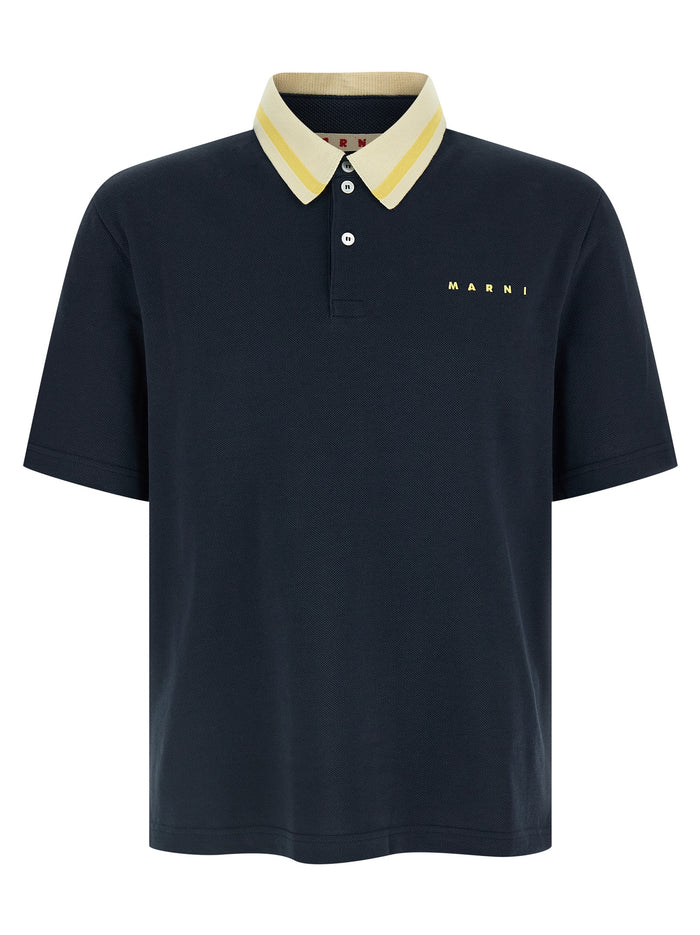 Piqué cotton polo shirt Blue