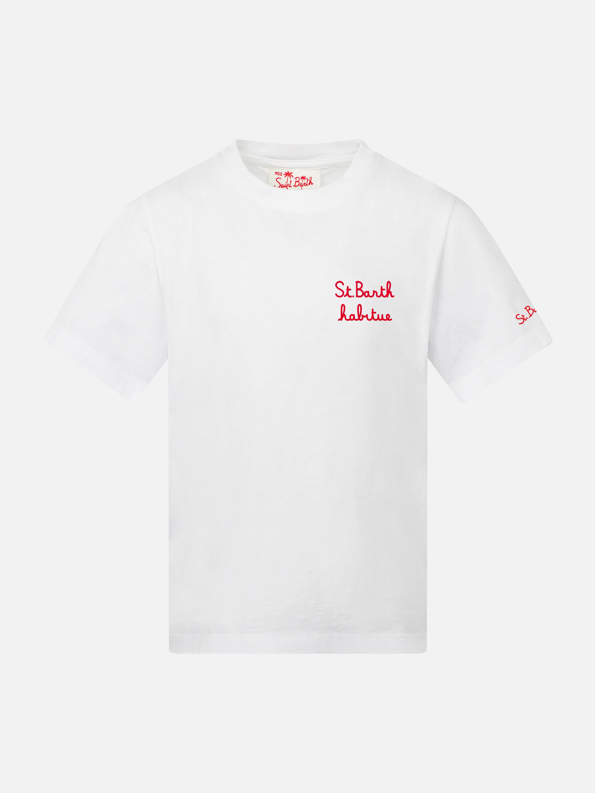 Boy T-Shirt With St. Barth Habitué Embroidery White