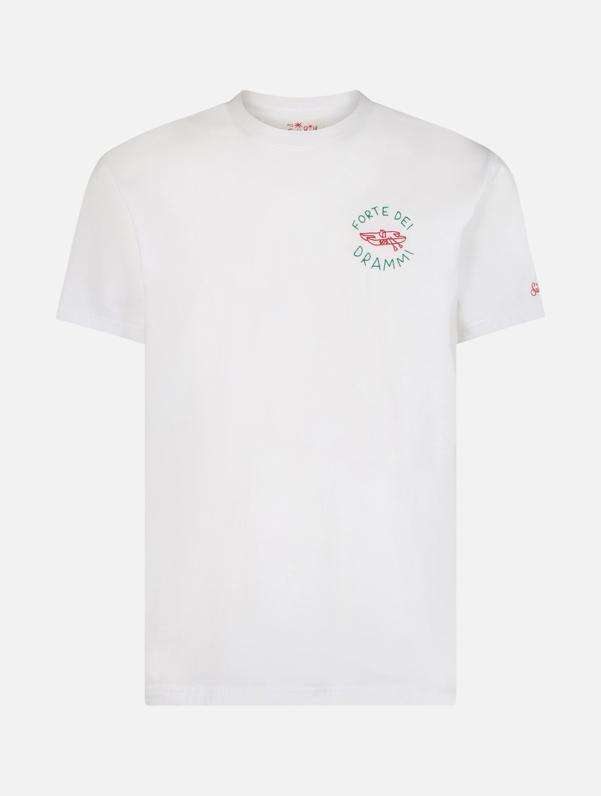 Man Classic Fit Cotton Jersey T-Shirt Portofino With Forte Dei Drammi Embroidery | Insulti Luminosi Special Edition White