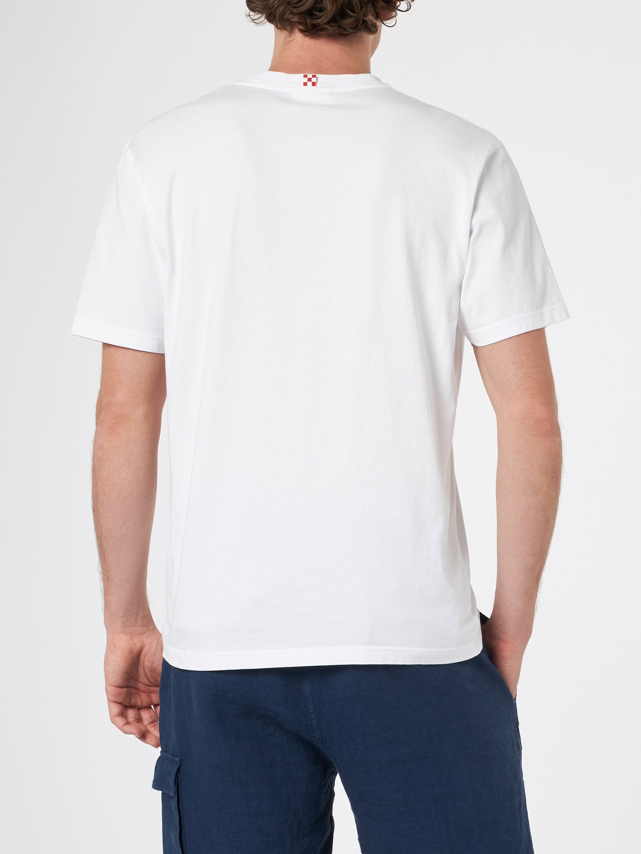 Man Classic Fit Cotton Jersey T-Shirt Portofino With Forte Dei Drammi Embroidery | Insulti Luminosi Special Edition White