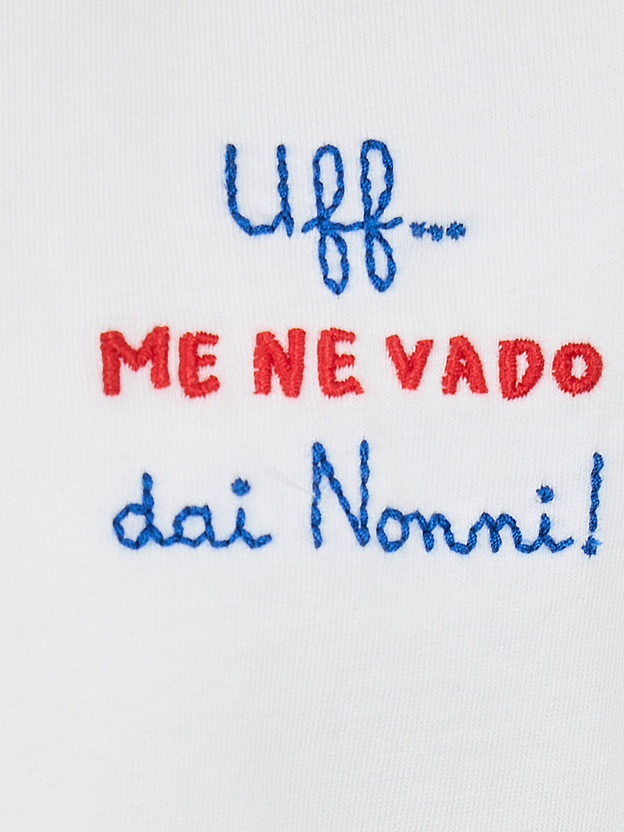 Boy Cotton Jersey T-Shirt Portofino Jr With Me Ne Vado Dai Nonni Embroidery White