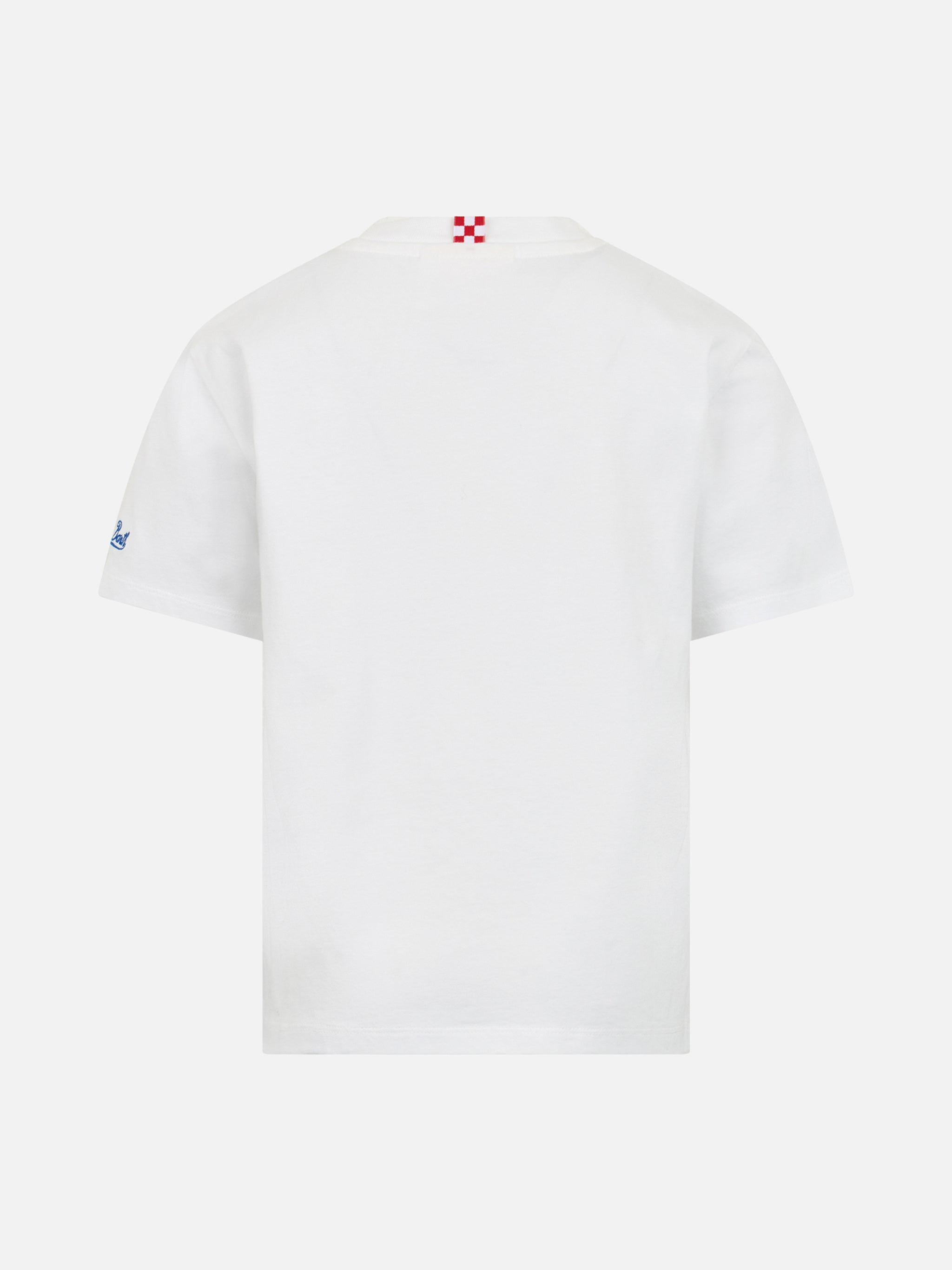 Boy Cotton Jersey T-Shirt Portofino Jr With Me Ne Vado Dai Nonni Embroidery White