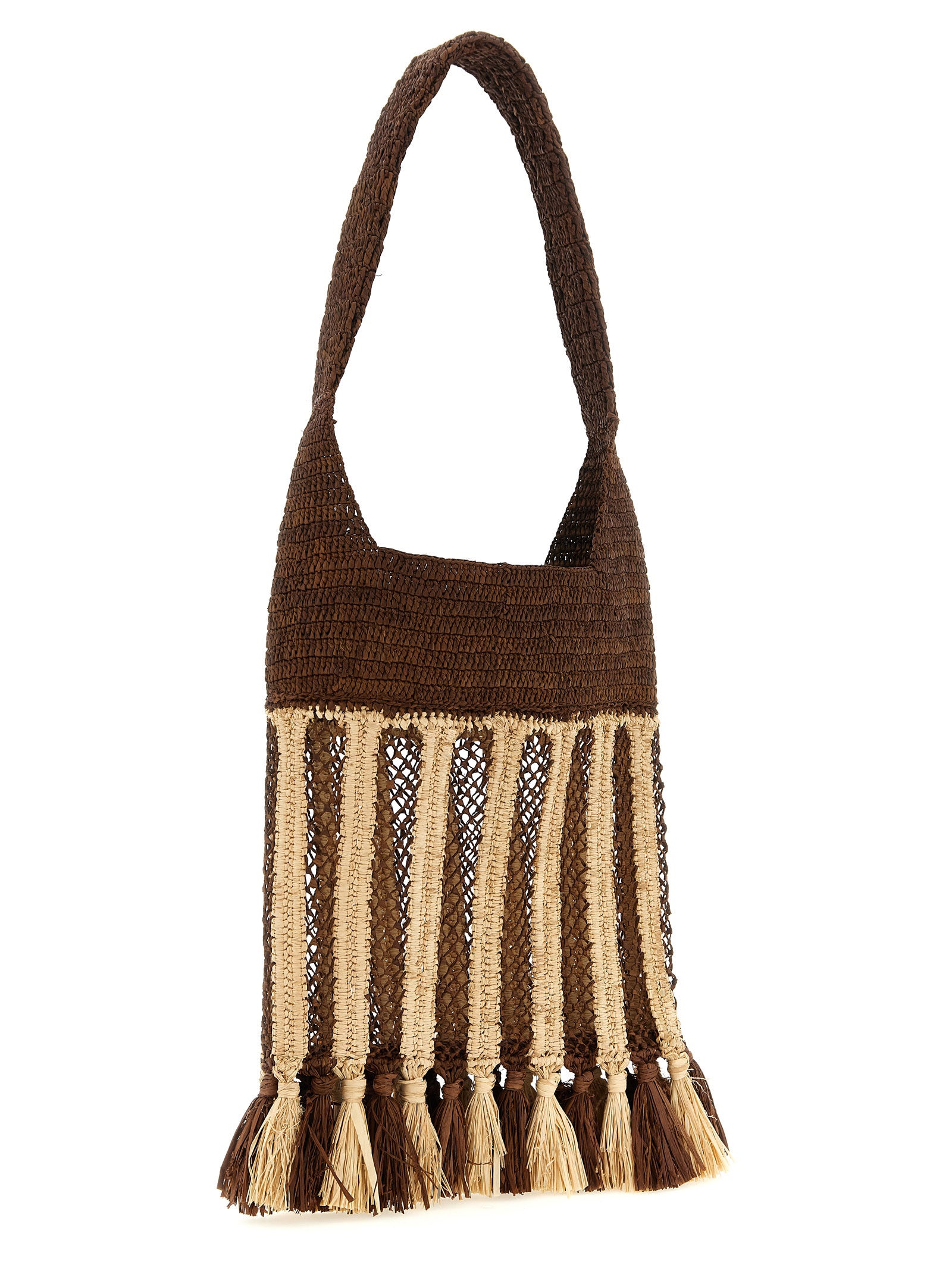 Praia Small Shoulder Bag Brown Raphia