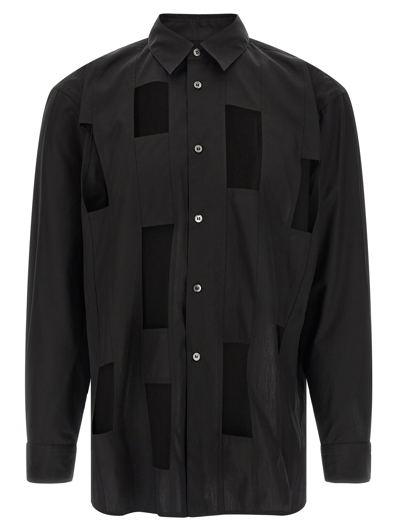 Geometric cut-out shirt Black Cotton Shirt, Blouse