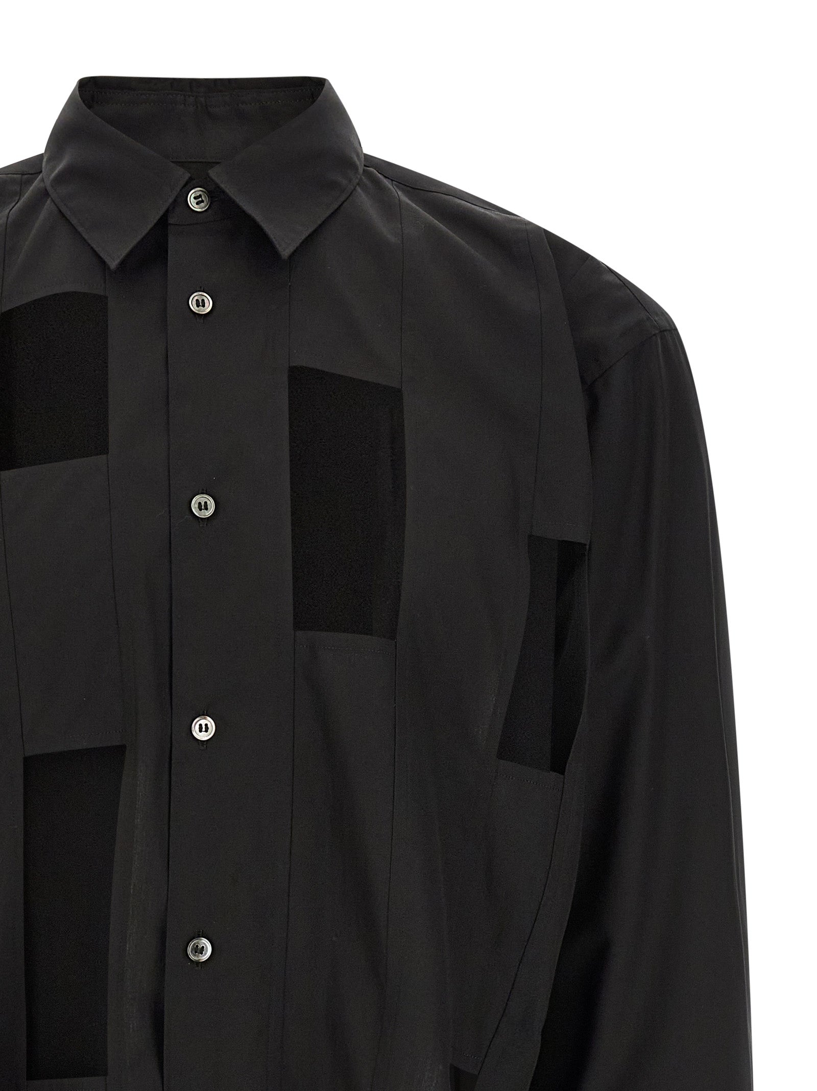 Geometric cut-out shirt Black Cotton Shirt, Blouse