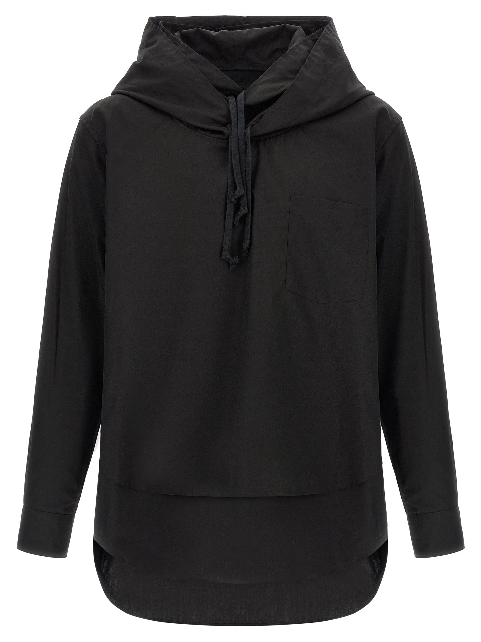 Double layer blouse Black Cotton Shirt