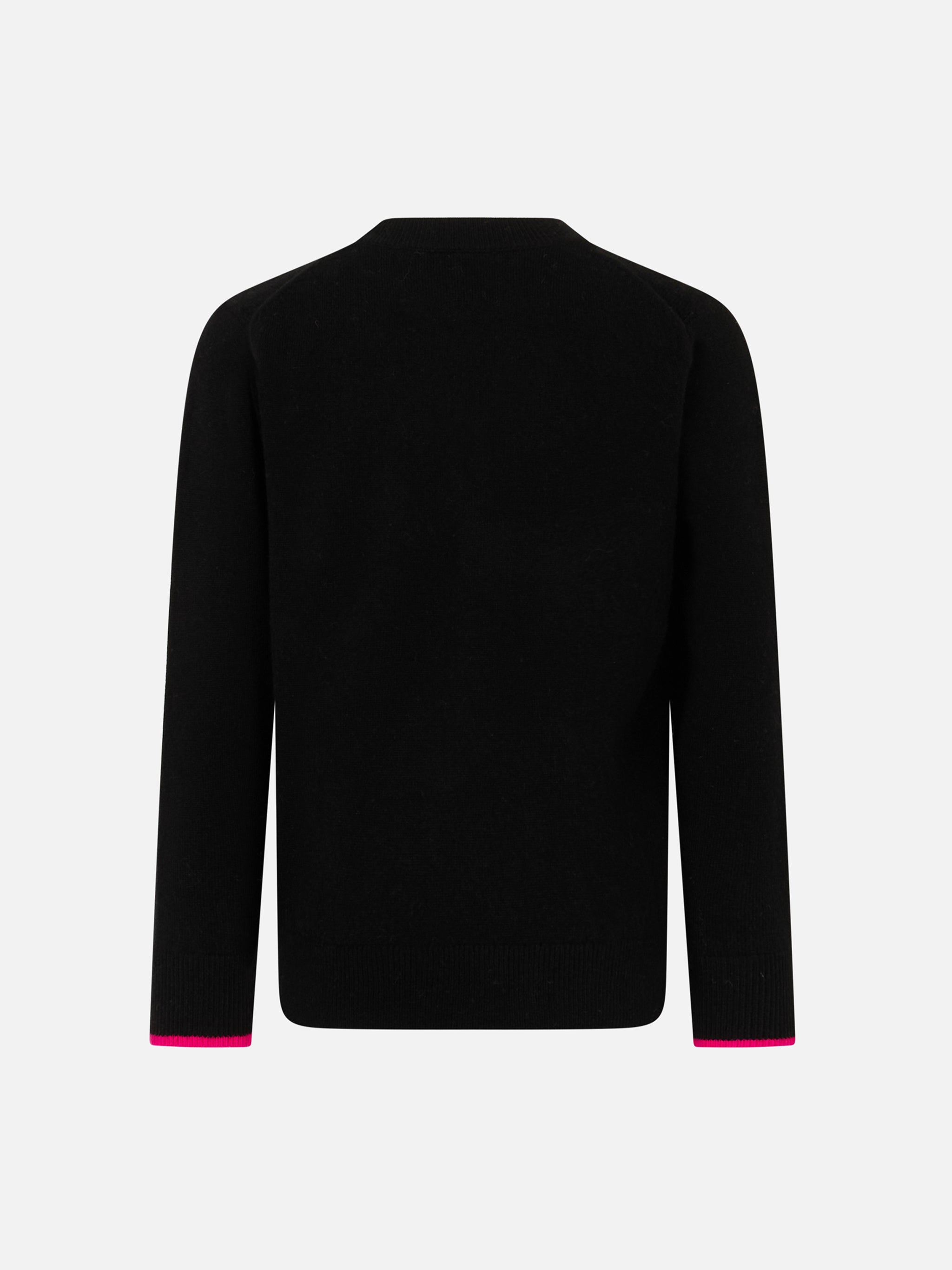 Girl Crewneck Black Sweater With Barbie Jacquard | Special Edition