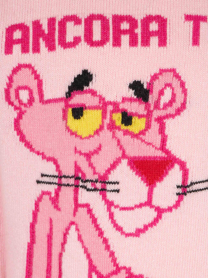 Girl Crewneck Pink Sweater With Panther Ancora Tu? Print | The Special Edition