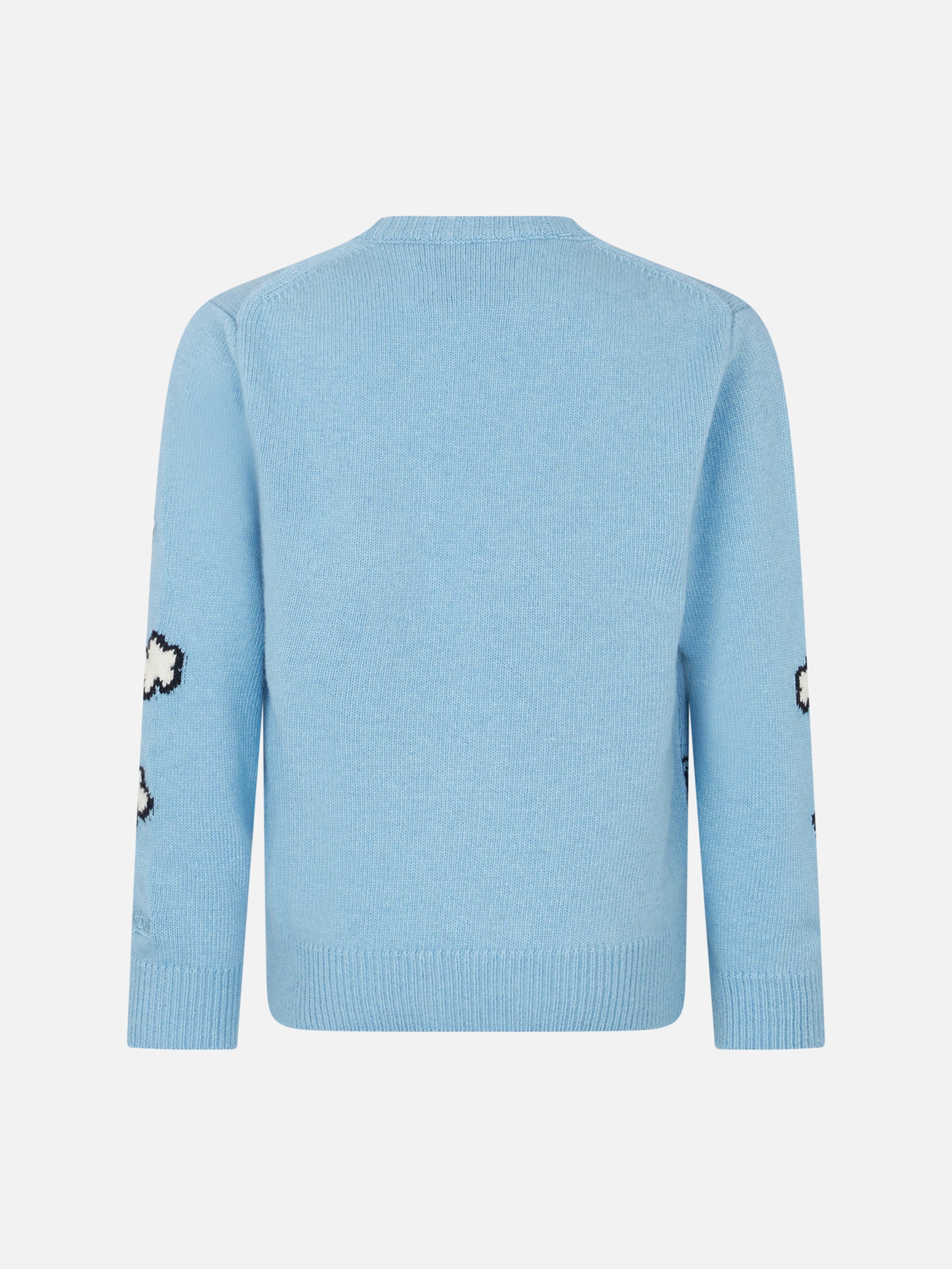 Girl Crewneck Sweater With New York Postcard Blue