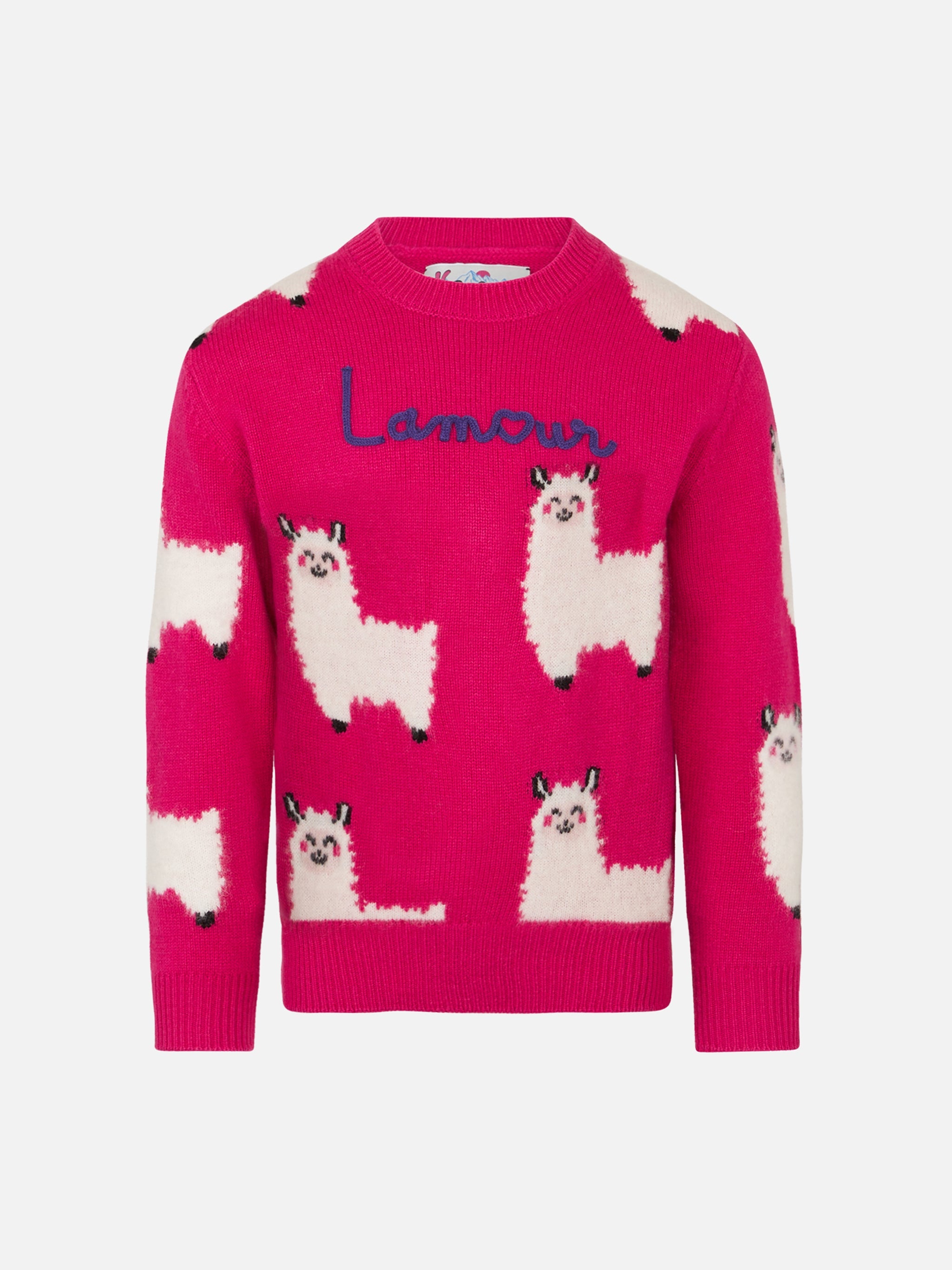 Girl Crewneck Sweater With Lam<3ur Embroidery Pink