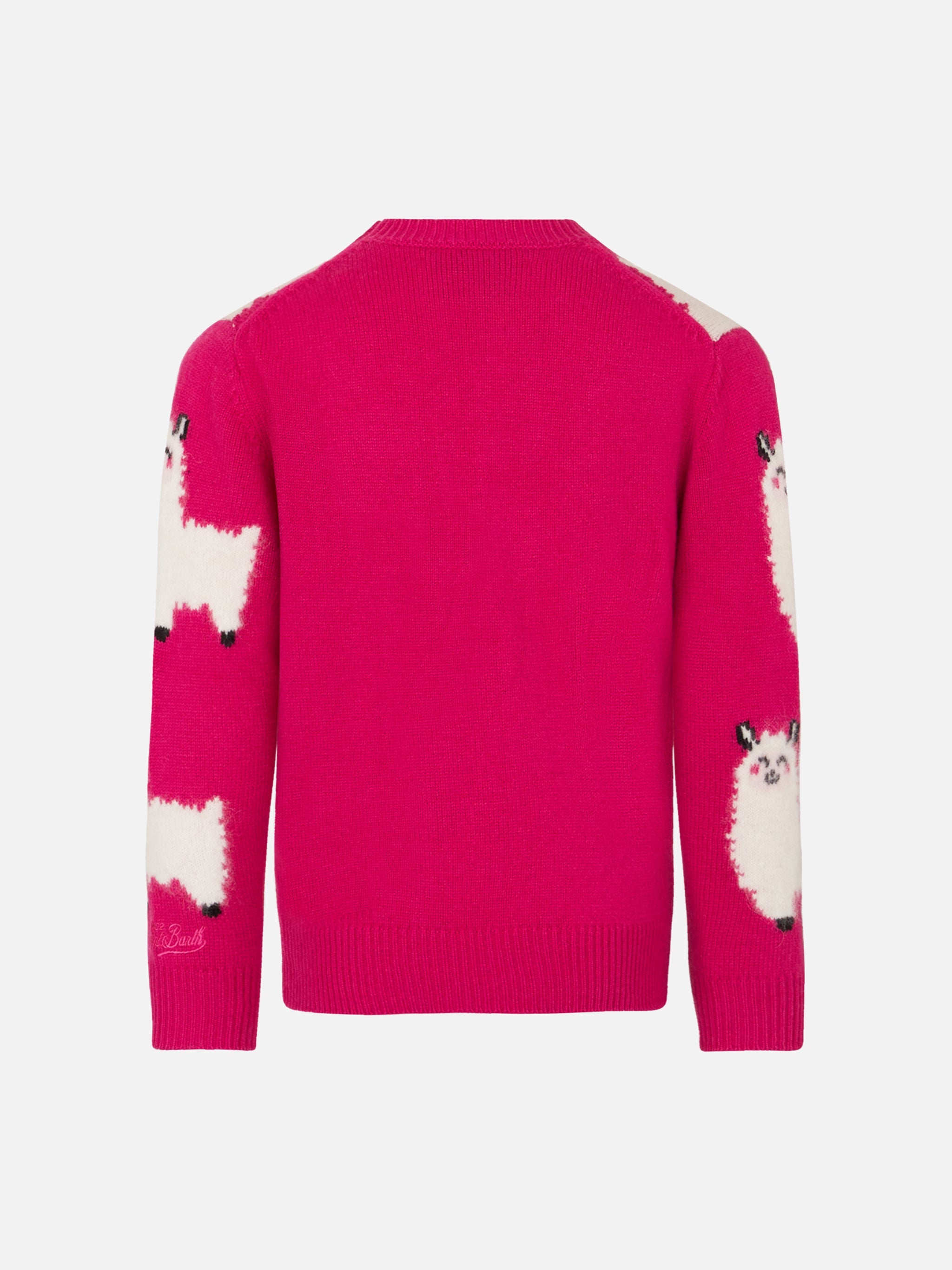 Girl Crewneck Sweater With Lam<3ur Embroidery Pink