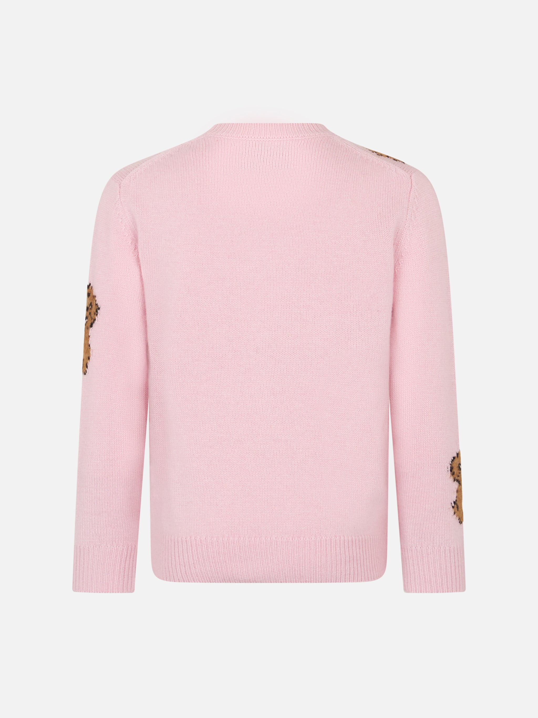 Girl Crewneck Soft Ribbed Sweater With St. Barth Friends Embroidery Pink
