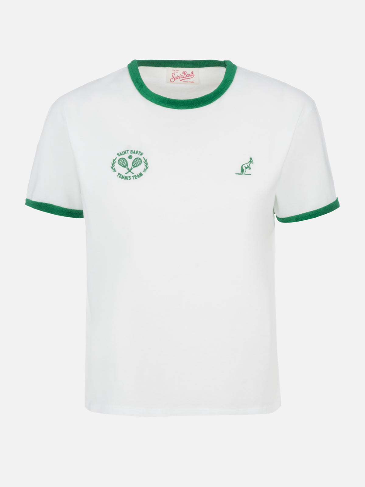 Cotton Jersey Crewneck T-Shirt Priscilla With Terry Piping | Australian Brand Special Edition White