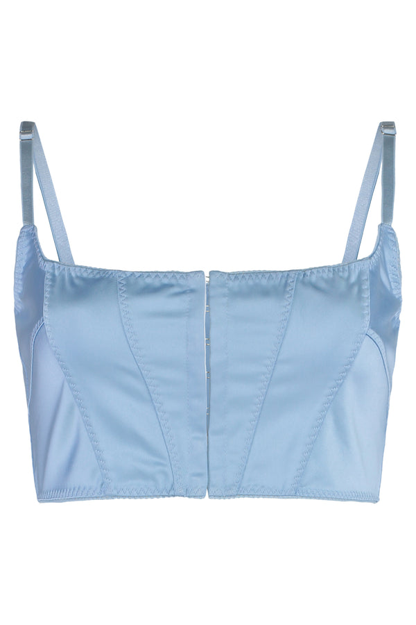 Light Blue Cropped Top Polyester Tops