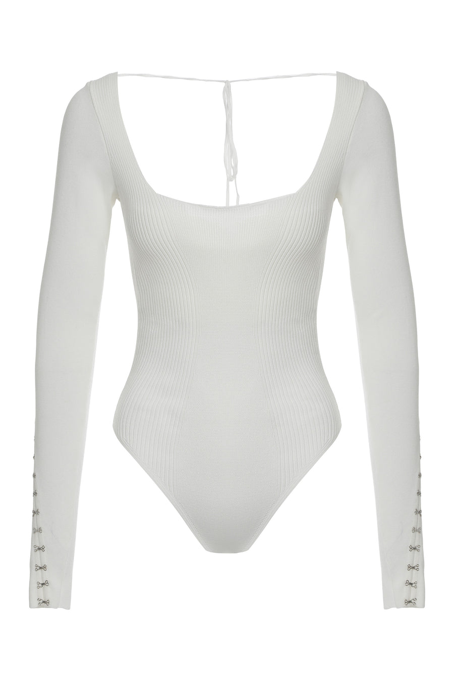 Long Sleeve Knitted Body White Viscose Tops