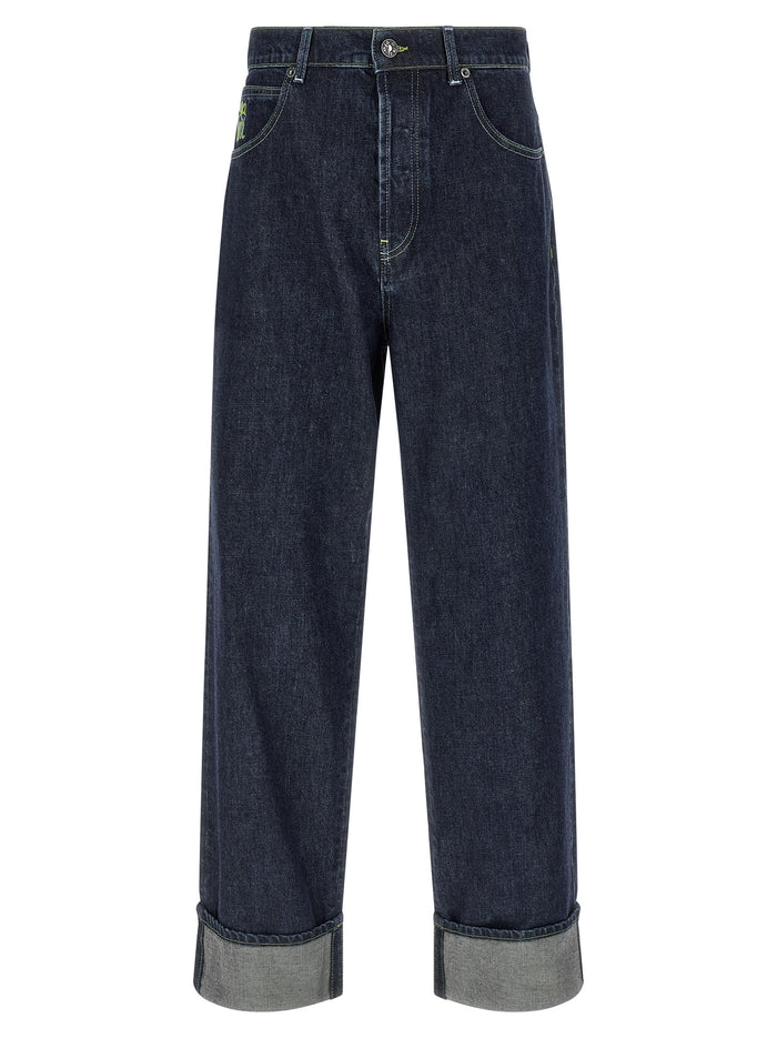 Logo embroidery jeans Blue Cotton