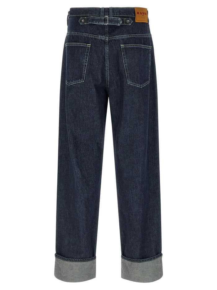 Logo embroidery jeans Blue Cotton