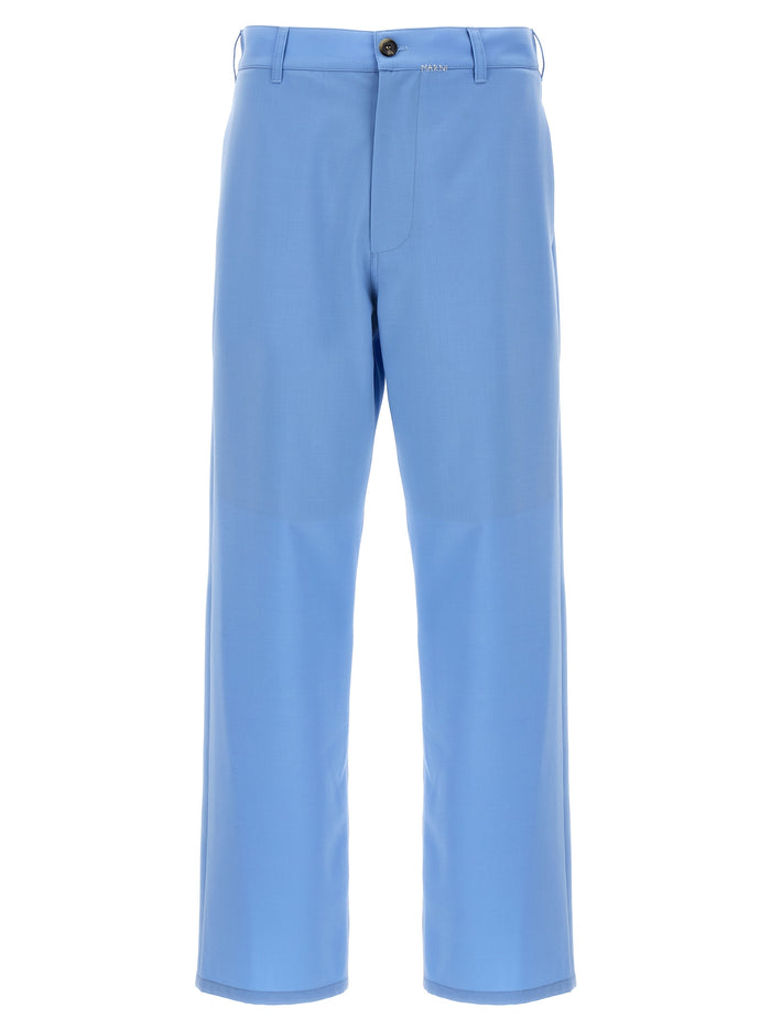 Logo embroidery pants Light Blue Polyester Wool Elastane