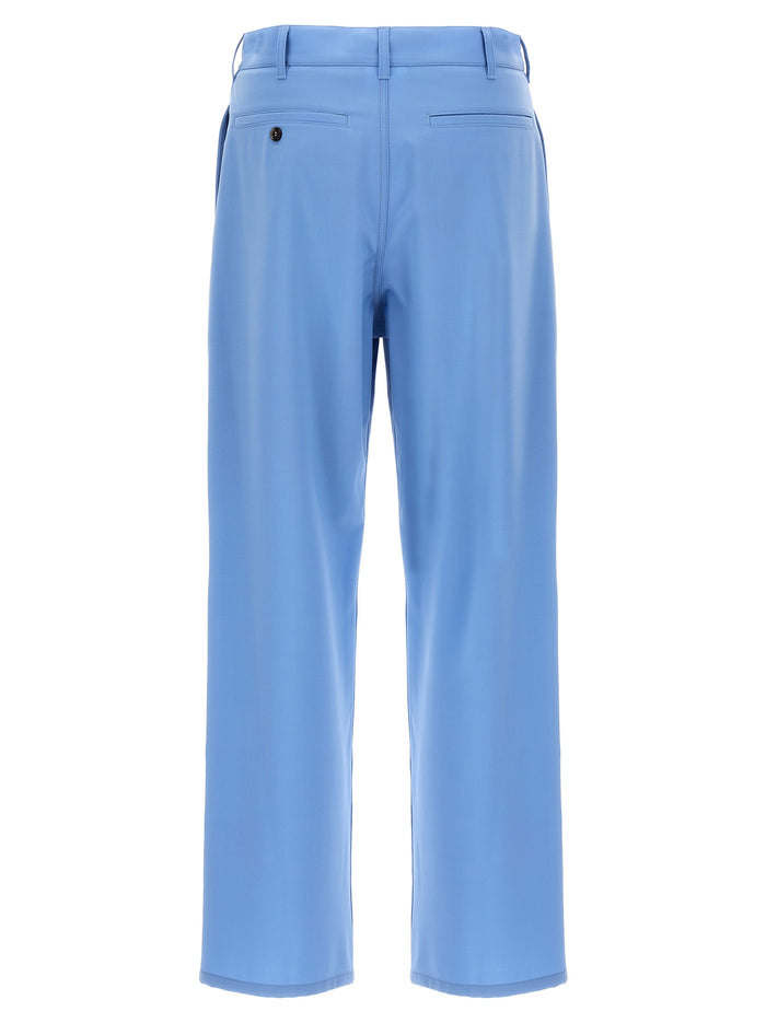 Logo embroidery pants Light Blue Polyester Wool Elastane