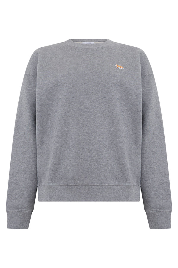Crew Neck Pullover Medium Grey Melange Cotton Sweatshirts