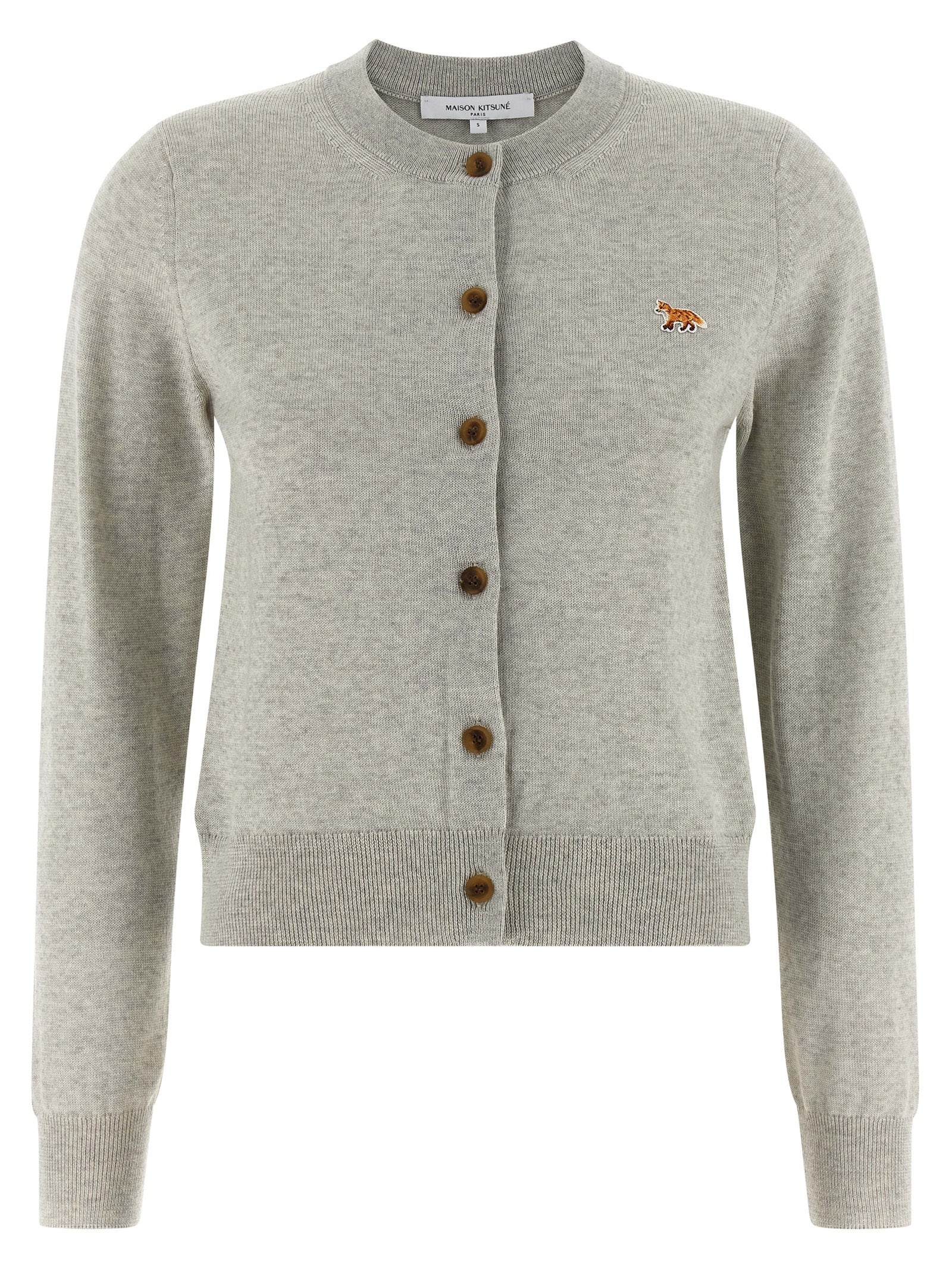 Baby Fox cardigan Gray Extrafine Wool Sweater, Cardigans