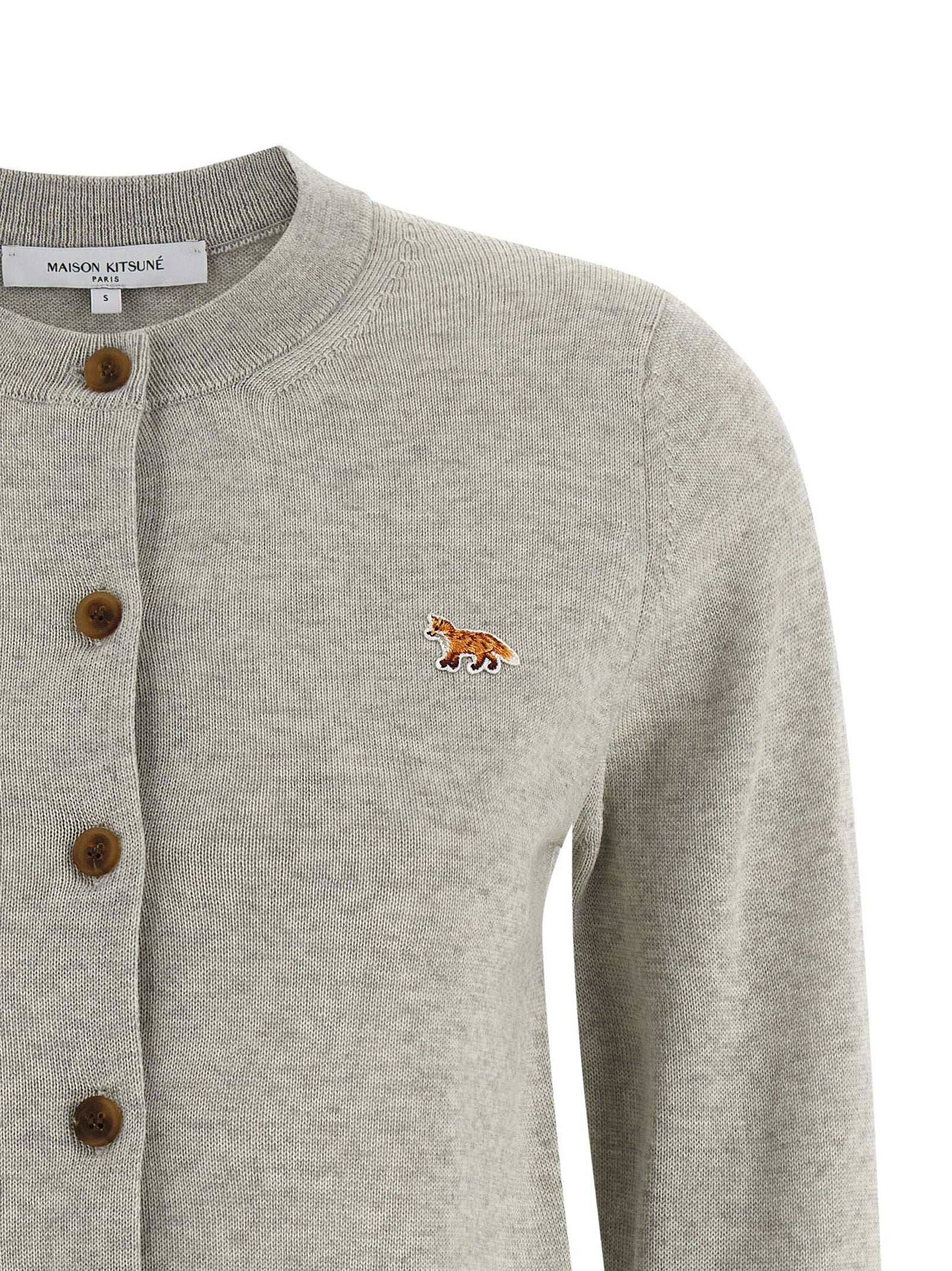 Baby Fox cardigan Gray Extrafine Wool Sweater, Cardigans