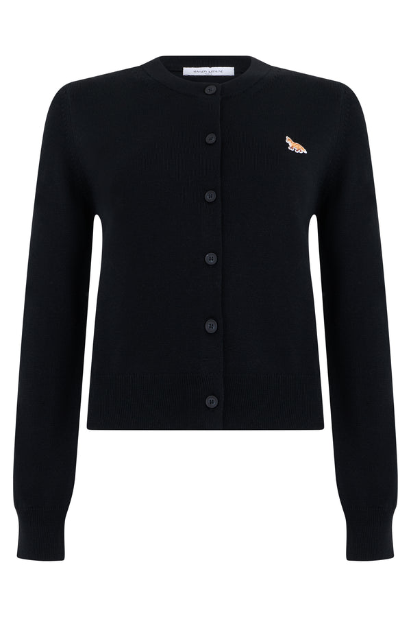 Cardigan With Buttons And Logo Black Wool Cardigans
