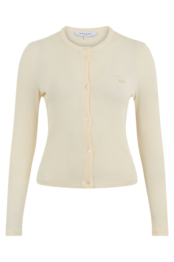 Cardigan Ribbed Crew-Neck Yellow Lycra Cardigans
