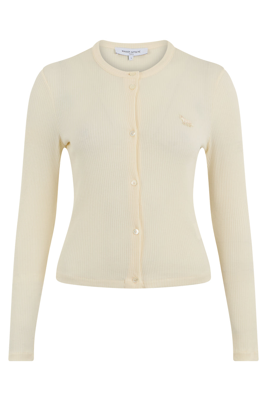 Cardigan Ribbed Crew-Neck Yellow Lycra Cardigans