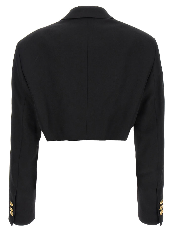 Cropped blazer Black Polyester Blazer, Suits
