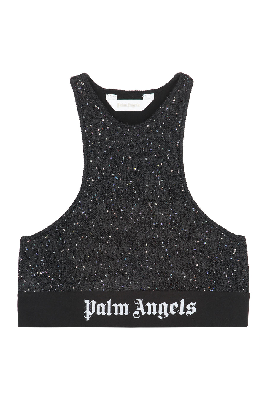 Palm Angels Logo Crop Top Black Viscose