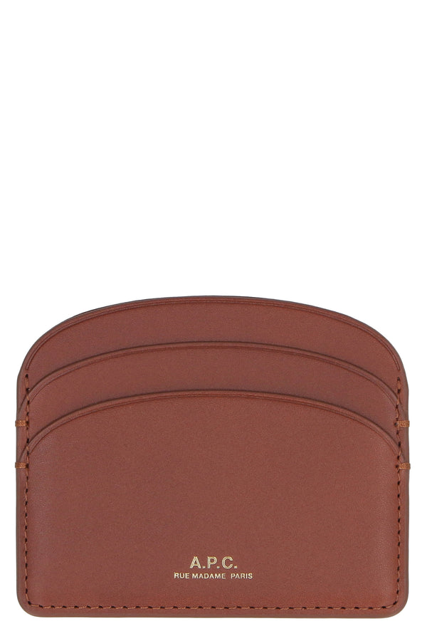 Logo Detail Leather Card Holder Brown Cowhide Wallets & Purses