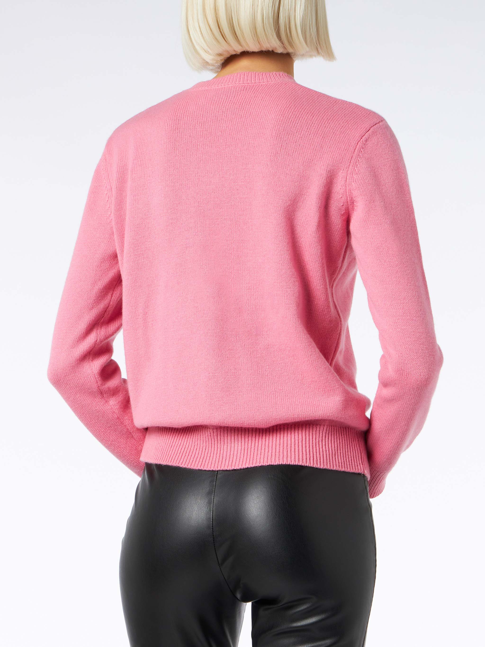 Crewneck Pink Sweater I Love To Jacquard