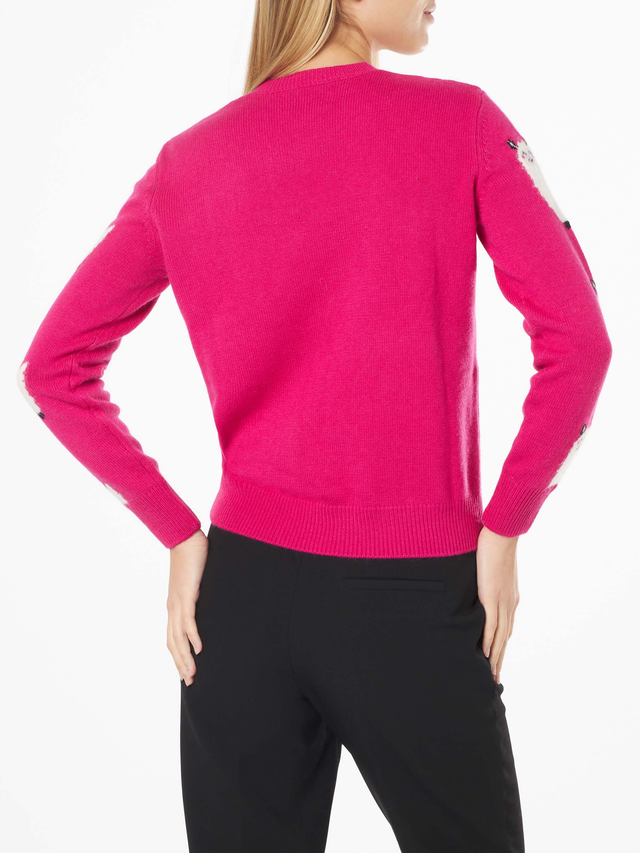 New Queen Fuchsia Alpaca Blend Sweater With L Amour Embroidery Pink