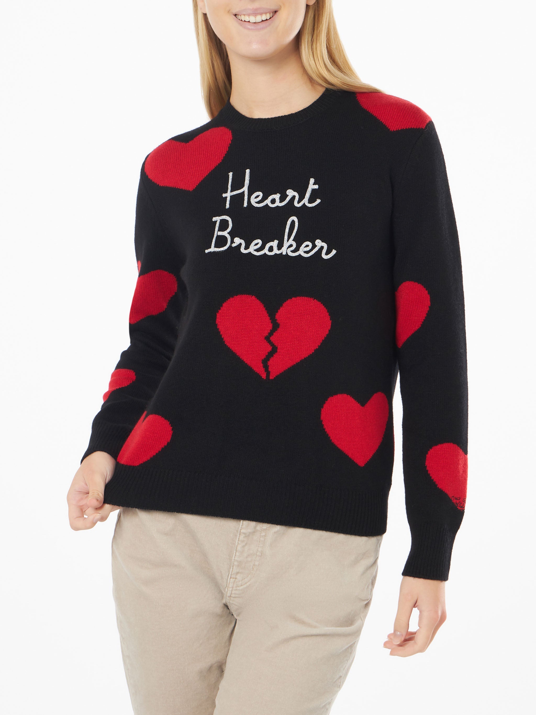 New Queen Black Sweater With Heart Breaker Embroidery And Jacquard