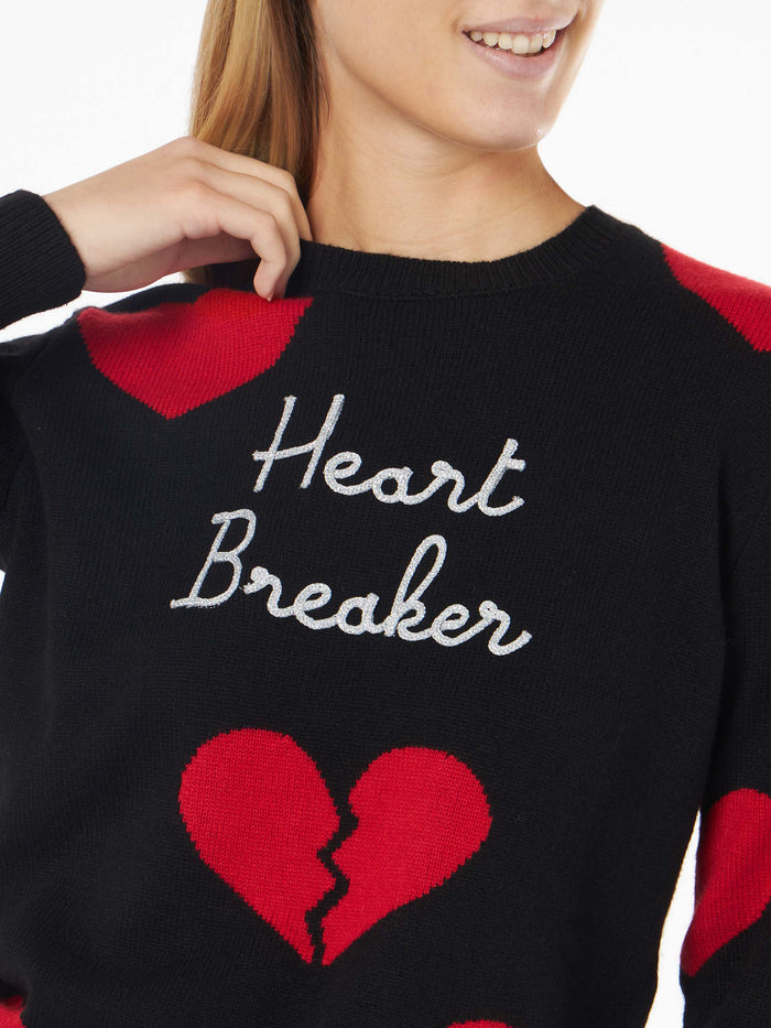 New Queen Black Sweater With Heart Breaker Embroidery And Jacquard
