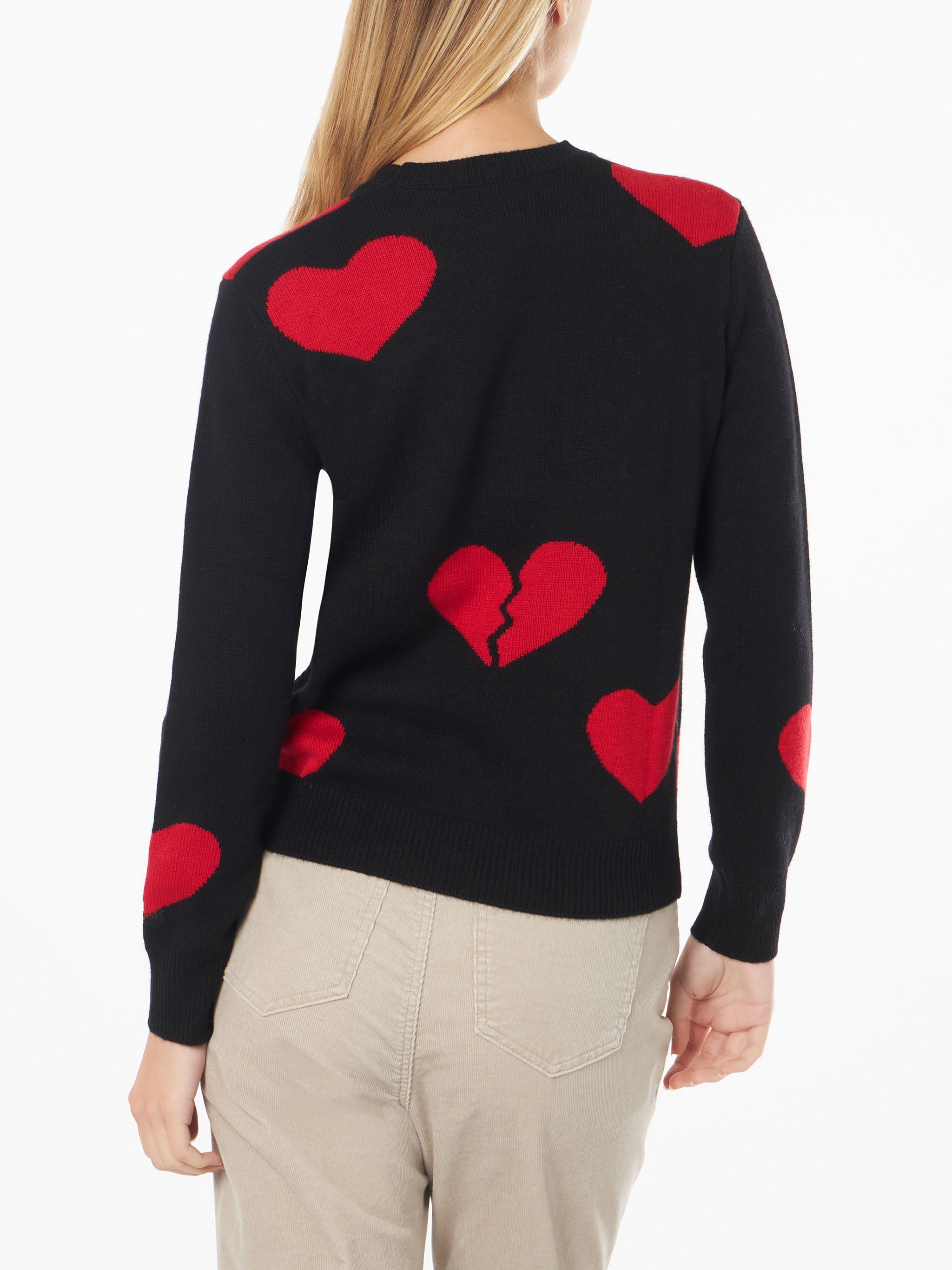 New Queen Black Sweater With Heart Breaker Embroidery And Jacquard