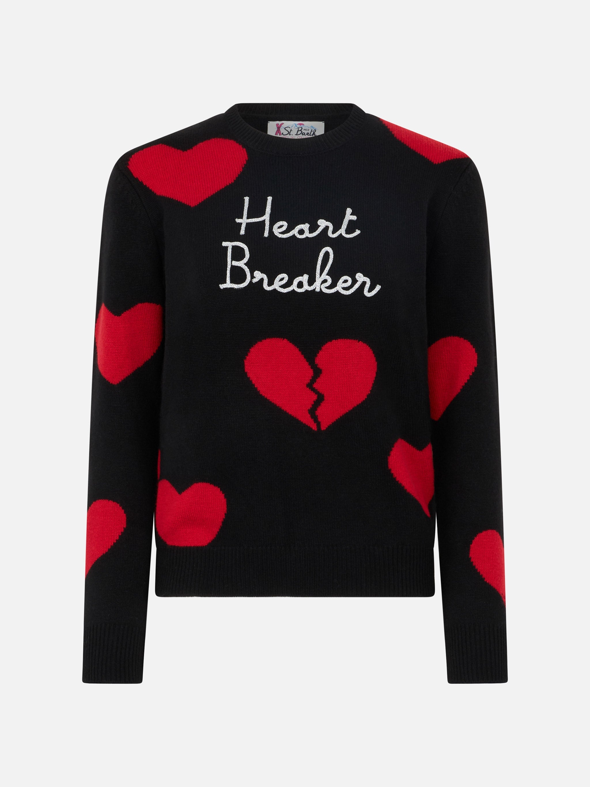 New Queen Black Sweater With Heart Breaker Embroidery And Jacquard