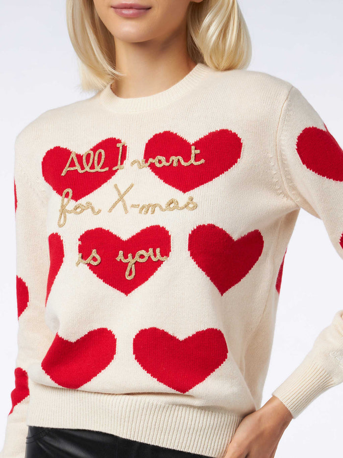 New Queen Sweater With All I Want For Xmas Is You Embroidery White