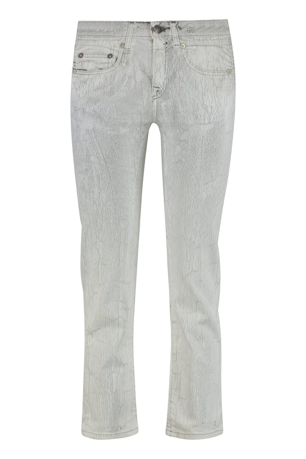 Straight Leg Jeans Grey Cotton Straight-leg