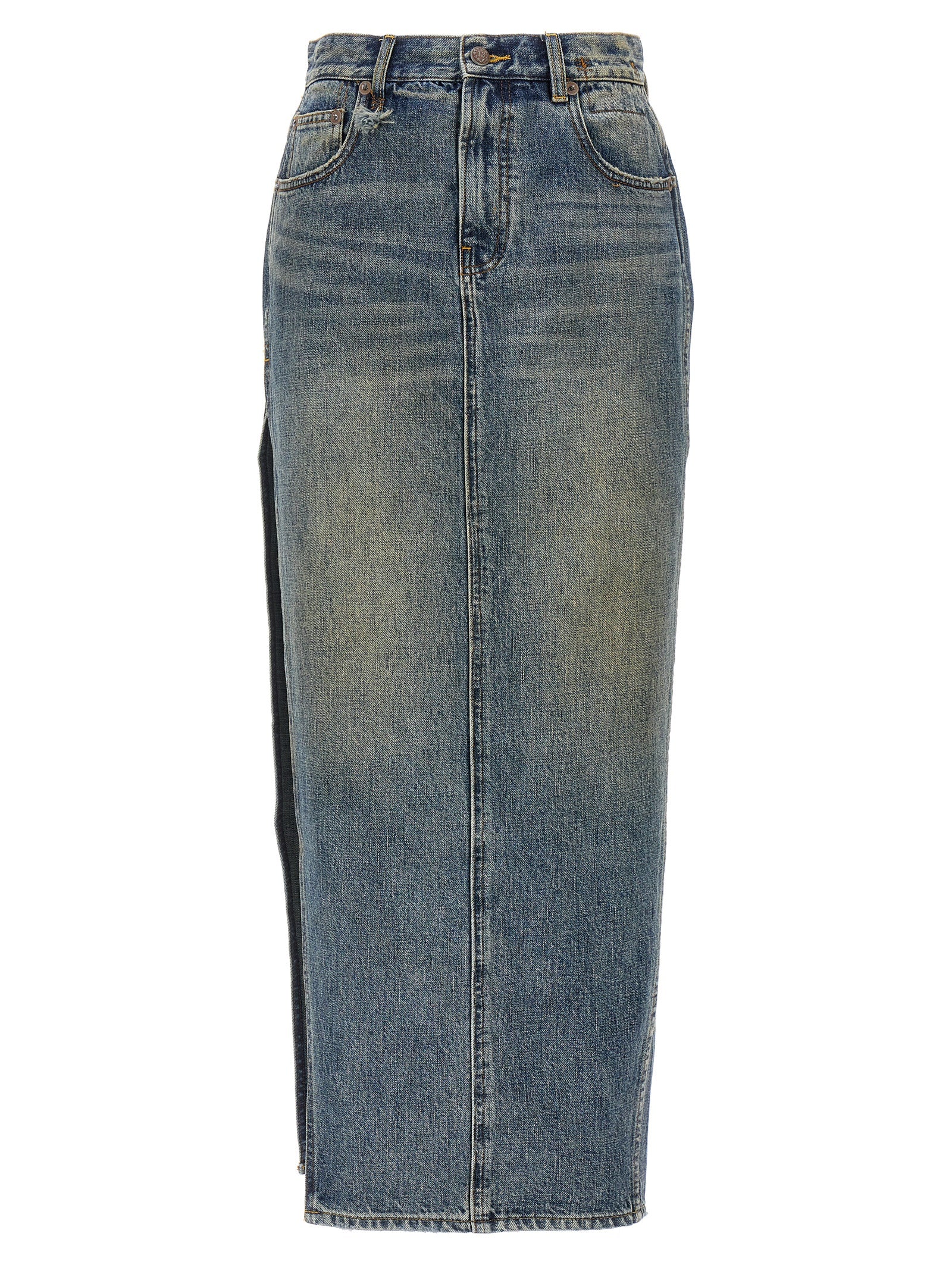 Devon Side Slit skirt Blue Cotton