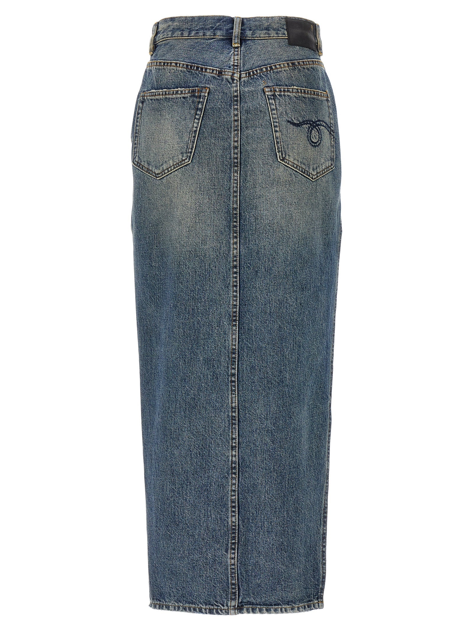 Devon Side Slit skirt Blue Cotton